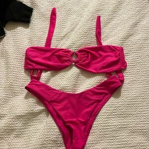 pink strapless bikini